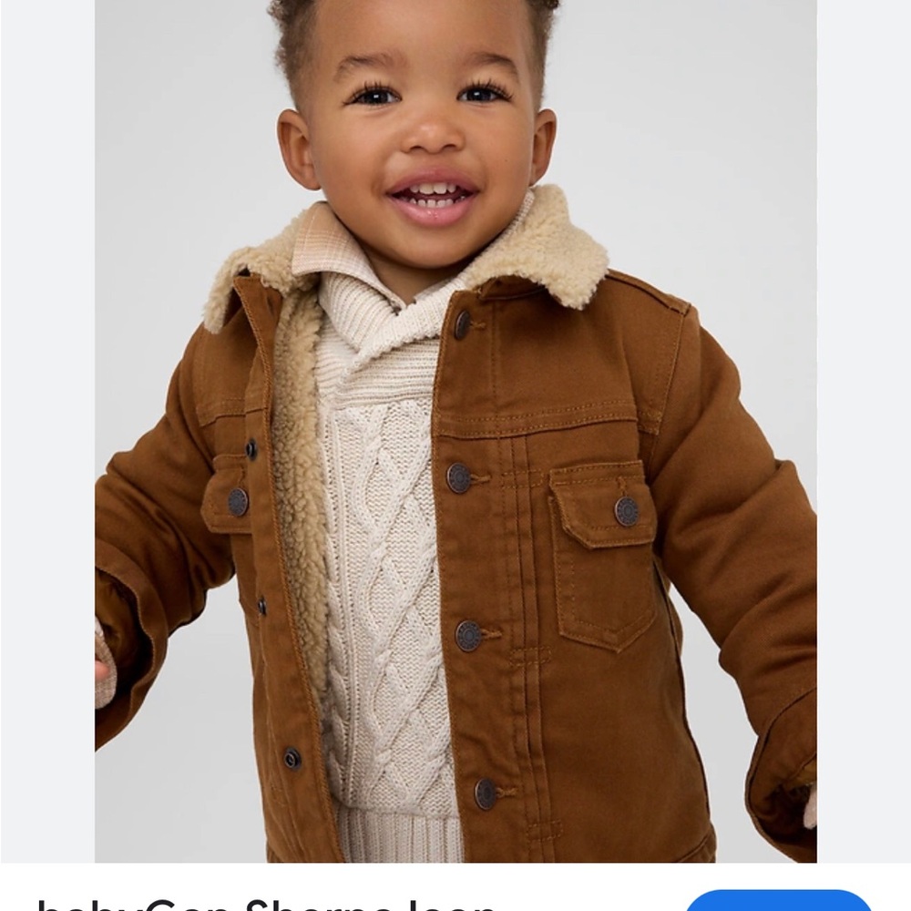 Baby GAP sable brown Sherpa-Lined Jean Jacket for Baby 3-6 mo great for 🥶 cold